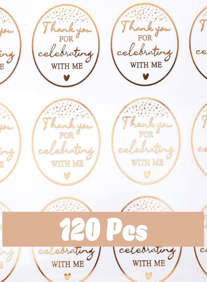 Thrymme 120 Pcs Thank You for Celebrating with me Stickers, Ideal for Birthday, Graduation, Parties (with Me, Gold) - Image 2